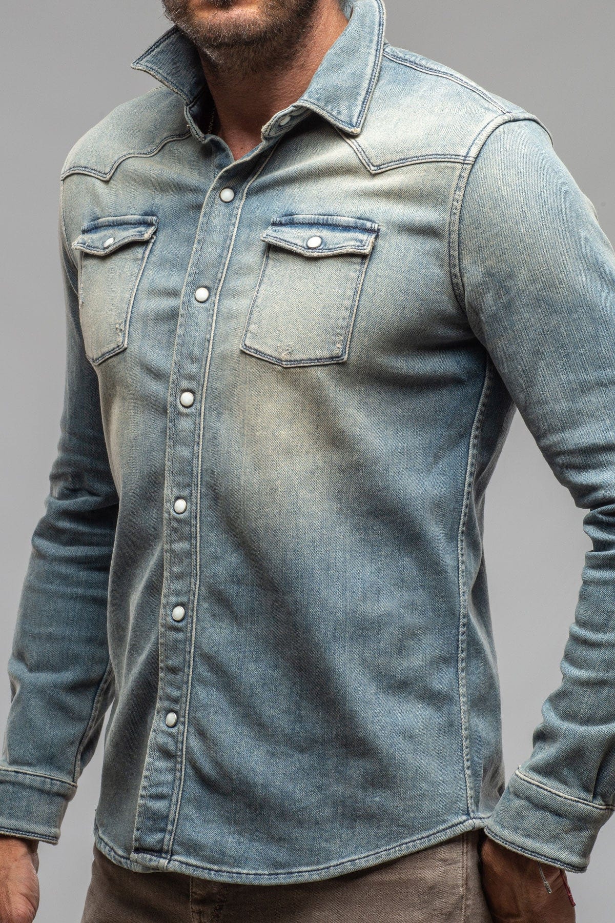 LIght Blue Plus Size Distressed Denim Shirt Style Jacket – B'Dazzled Shop